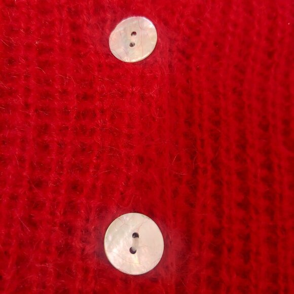Vintage Y2K Moda Intl Womens S Sweater Cardigan Tunic Red Knit Mohair Blend - Picture 4 of 11